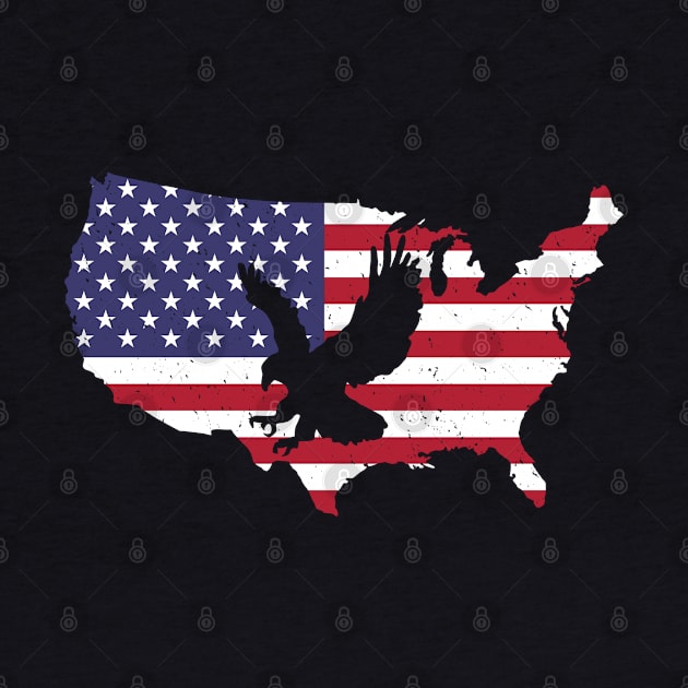 US Flag With Eagle Silhouette by TeddyTees